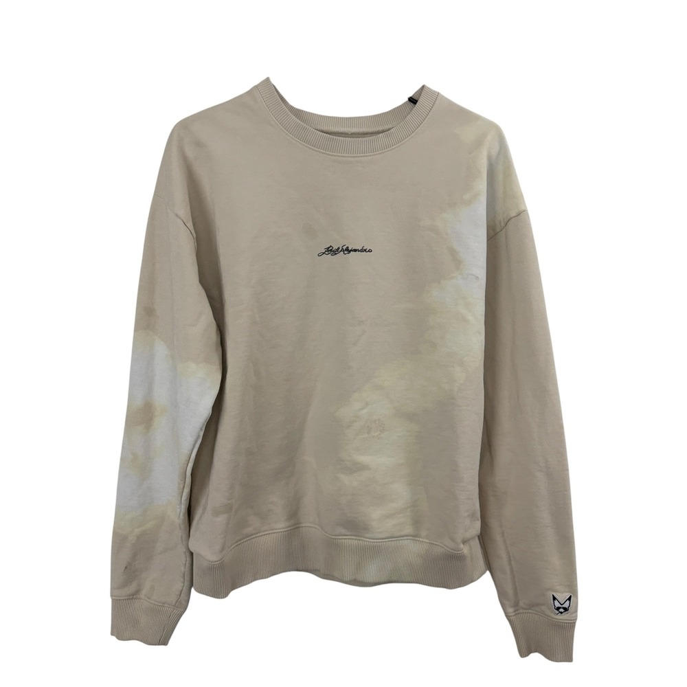 Rauw Alejandro Sweatshirt Womens Medium Tan Cosa Nuestra Graphic Crew Neck *FLAW